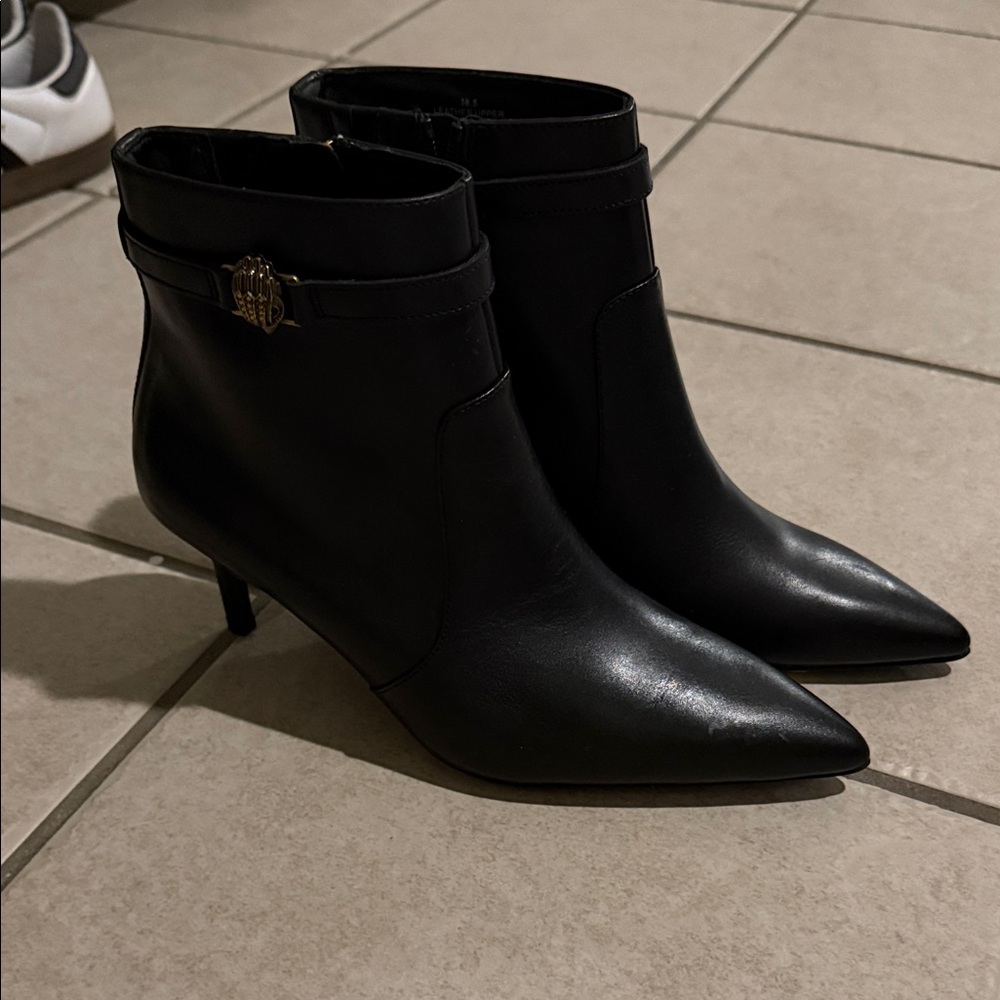 Kurt Geiger Black Ankle Boots with Gold Detail